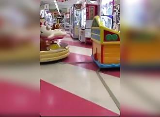 Stealth blowjob in a game room