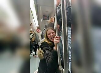 Crazy blowjob in the subway!